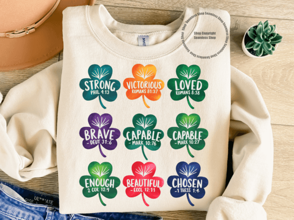 Christian Shamrock Bible Verse PNG: Graphics & T-Shirt Designs