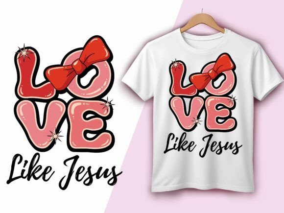 Love Like Jesus Sparkling Bow Faith Graphics & T-Shirt Designs